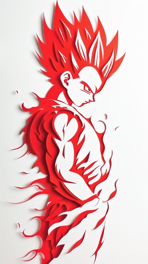 Minimalist Chinese Paper Cut of Vegeta from Dragon Ball