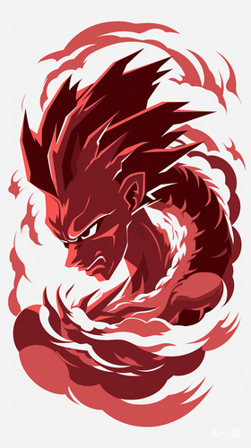 Minimalist Chinese Paper Cut of Vegeta from Dragon Ball