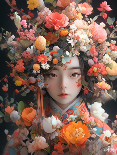 Colourful Chinese Girl: Fanciful Surrealism with Realistic and Fantastical Elements