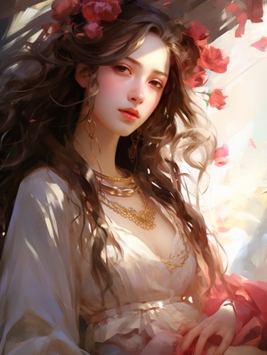 Rose Priestess: a UHD painting capturing beauty and silence