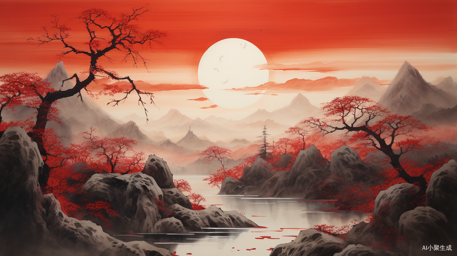 山水画中的红色