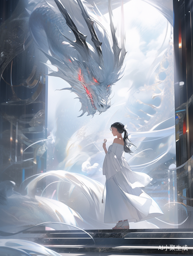 Goddess in White: Captivating Glass Dragon and Translucent Beauty