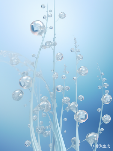 梦幻般的3D立体插图，浅蓝色主题背景