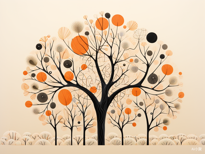 Organic-Inspired Illustration of an Orange Tree