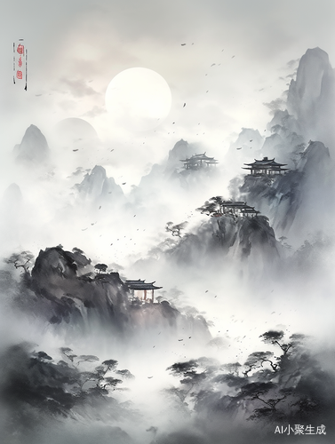 春江水墨：月光照耀，波浪闪耀