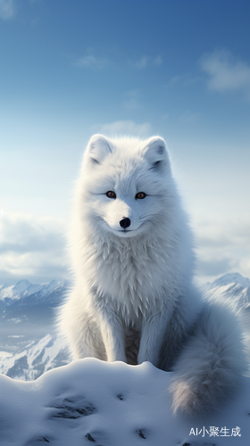 32K UHD Ethereal Illustrations: The White Fox on Snow-Covered Cliff