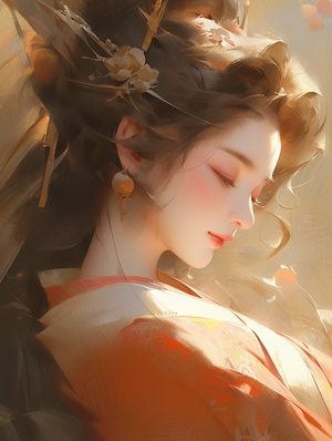 imagine Song Dynasty artist Zhao Ji style oilpainting, Artist Sargent's colors,Extremelyclose-up, headshot close-up, POV perspective,Chinese beauty youth dancing wear beautiful and detailed Loose Hanfu, beautiful light,extremely beautiful detailed face and brown eyes,fluttering silk, flurry hair, lending an sadness and silence quality to the artwork depiction,UHD