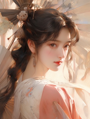 imagine Song Dynasty artist Zhao Ji style oilpainting, Artist Sargent's colors,Extremelyclose-up, headshot close-up, POV perspective,Chinese beauty youth dancing wear beautiful and detailed Loose Hanfu, beautiful light,extremely beautiful detailed face and brown eyes,fluttering silk, flurry hair, lending an sadness and silence quality to the artwork depiction,UHD