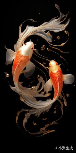Golden Koi: Hyper-Realistic Spiral Water Art