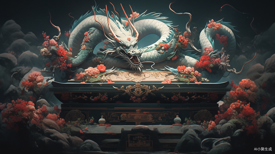 中国风龙3D九龙拉棺威严活灵活现