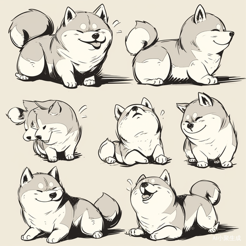 Cute Shiba Inu with Dynamic Manga Line Style