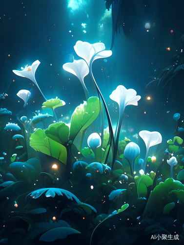 Futuristic Jade and Glass Cluster in Forest