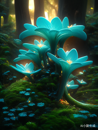 Futuristic Jade and Glass Cluster in Forest