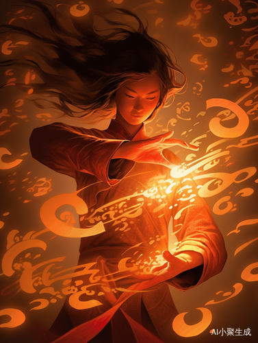 古老神秘的中国古典武侠女子施展强大魔法力量