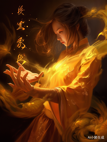 古老神秘的中国古典武侠女子施展强大魔法力量