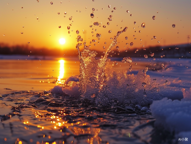 夕阳下泼水成冰