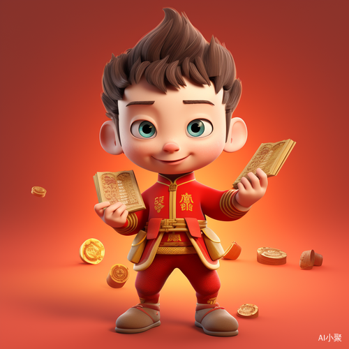 Festive Cartoon Illustration with 3D Rendering and High Detail