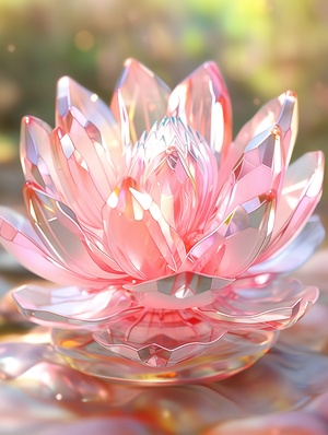 Lotus Crystal Composition: Beautiful 3D Render with Redshift