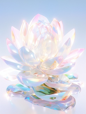 Lotus Crystal Composition: Beautiful 3D Render with Redshift