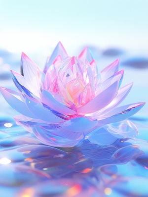 Lotus Crystal Composition: Beautiful 3D Render with Redshift