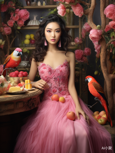 Enchanting Asian Woman Surrounded by Glamorous Splendor