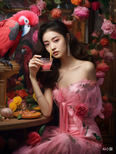 Enchanting Asian Woman Surrounded by Glamorous Splendor