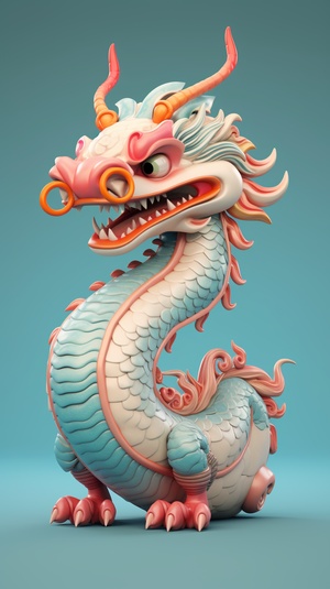 3d cartoon style Chinese dragon,in finefluffyplush texture pastel tones,logographics, icondesign,symmetrical thecomposition, Volumetriclight, clean background,light background.natural lighting, 8K, superb,super detail, C4Dmodel rendering, Octane render,3D renderingTrending on artsation, Blender andpinteresttrend,Center the composition ar 3:4