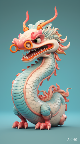 3D Cartoon Style Chinese Dragon in Fine Plush Texture