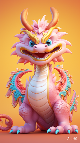 3D Cartoon Style Chinese Dragon in Fine Plush Texture