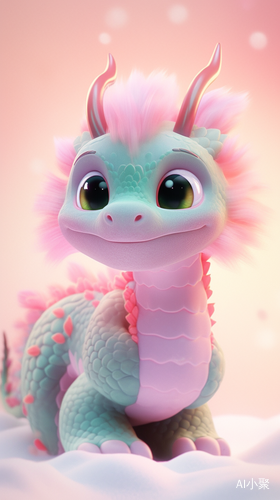 3D Cartoon Style Chinese Dragon in Fine Plush Texture