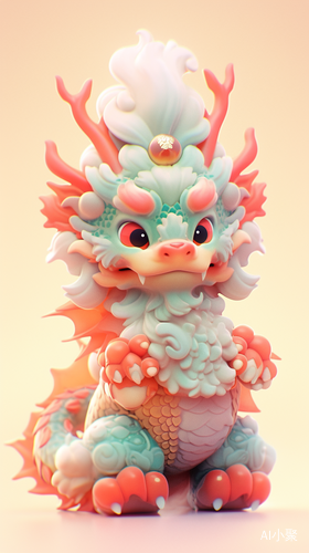 3D Cartoon Style Chinese Dragon in Fine Plush Texture