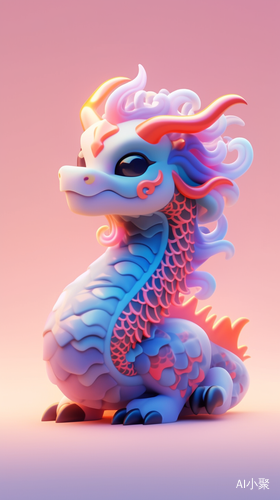 3D Cartoon Style Chinese Dragon in Fine Plush Texture