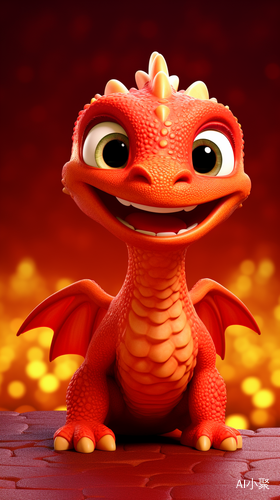 Lovely Chinese Red Dragon: First View in Pixar Style