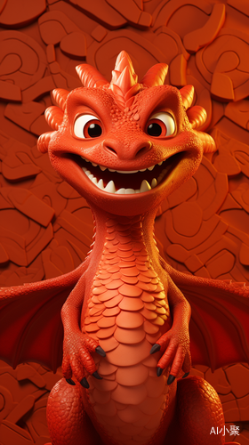 Lovely Chinese Red Dragon: First View in Pixar Style