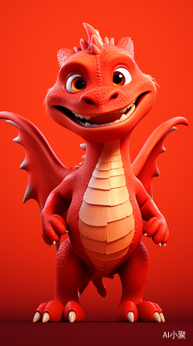 Lovely Chinese Red Dragon: First View in Pixar Style