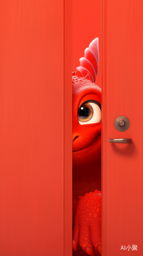 Cute Red Chinese Dragon in Pixar Style