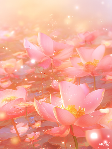 Hyperrealistic Pink Lotus Phone Wallpaper with Gold Dust Glitter