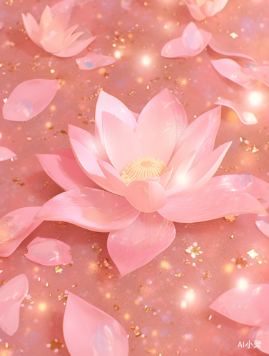 Hyperrealistic Pink Lotus Phone Wallpaper with Gold Dust Glitter