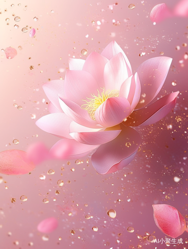 Hyperrealistic Pink Lotus Phone Wallpaper with Gold Dust Glitter
