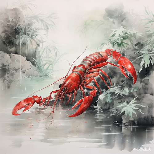 水塘中的小龙虾游动