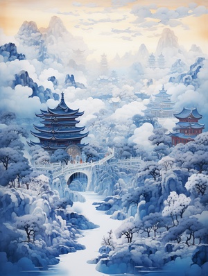 Asian Style Landscape in Epic Fantasy Scene