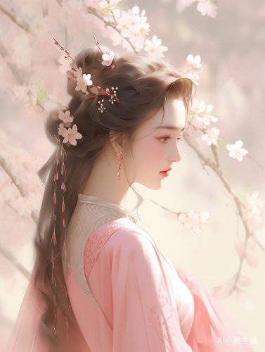 绚丽桃花下的中国二次元女子