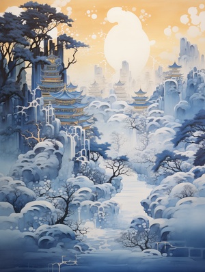 Asian Style Landscape in Epic Fantasy Scene