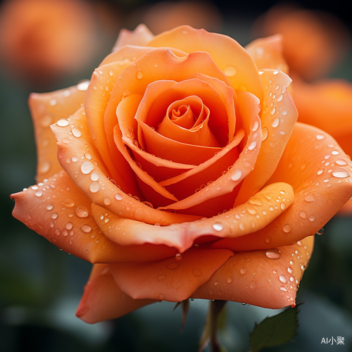 Orange Rose with Dew Drops: A Romantic Field of Blooming Roses