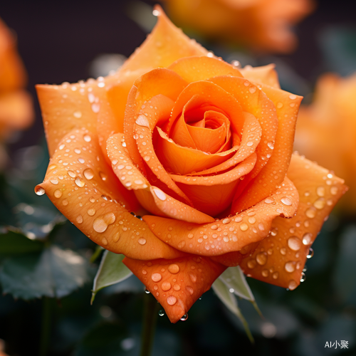 Orange Rose with Dew Drops: A Romantic Field of Blooming Roses