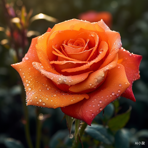 Orange Rose with Dew Drops: A Romantic Field of Blooming Roses