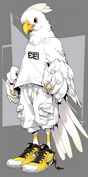 Disfigured Forms: A White and Yellow Bird on a Shirt