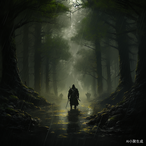 暴雨中的孤独行走