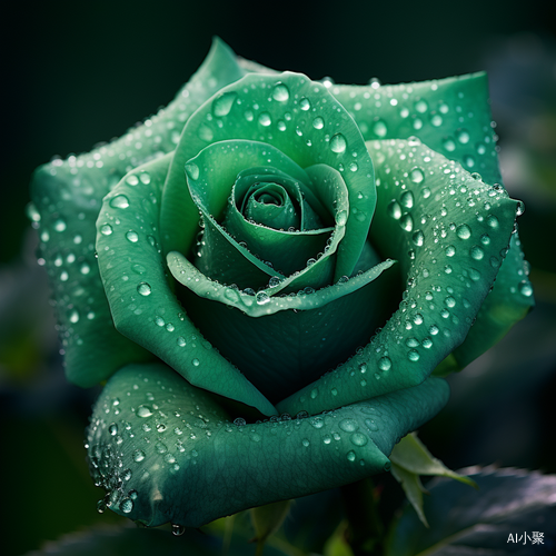 Green Field: Close-Up of Dewy Rose with Romantic Atmosphere