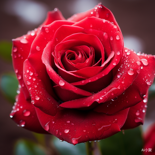 Red Blooming Roses: Close-Up of Romantic Rose with Dew Drops